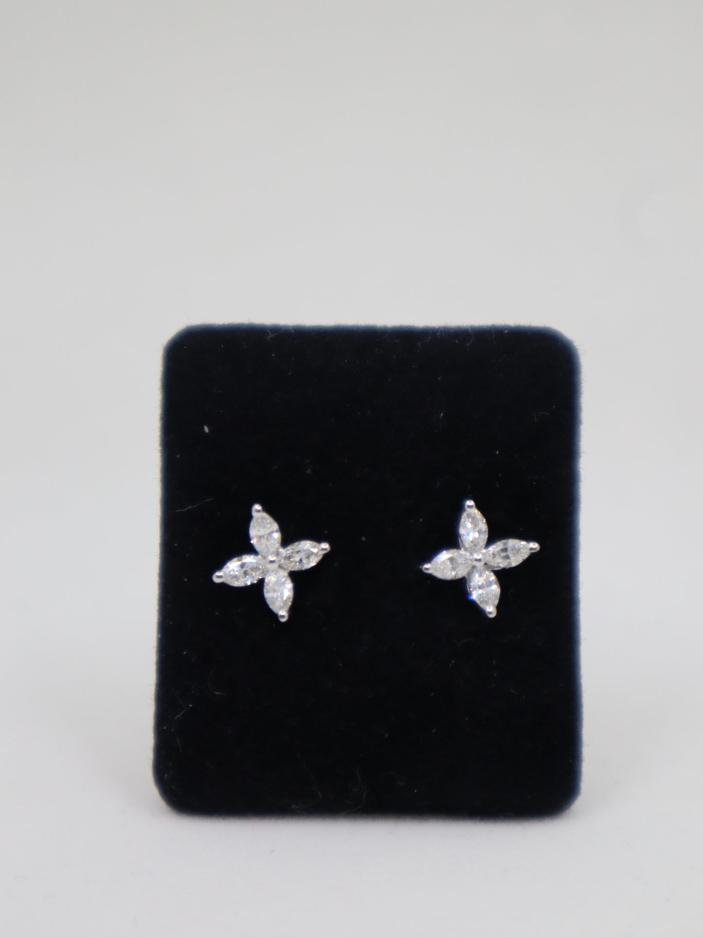 18ct White Gold Diamond Cross Stud Earrings