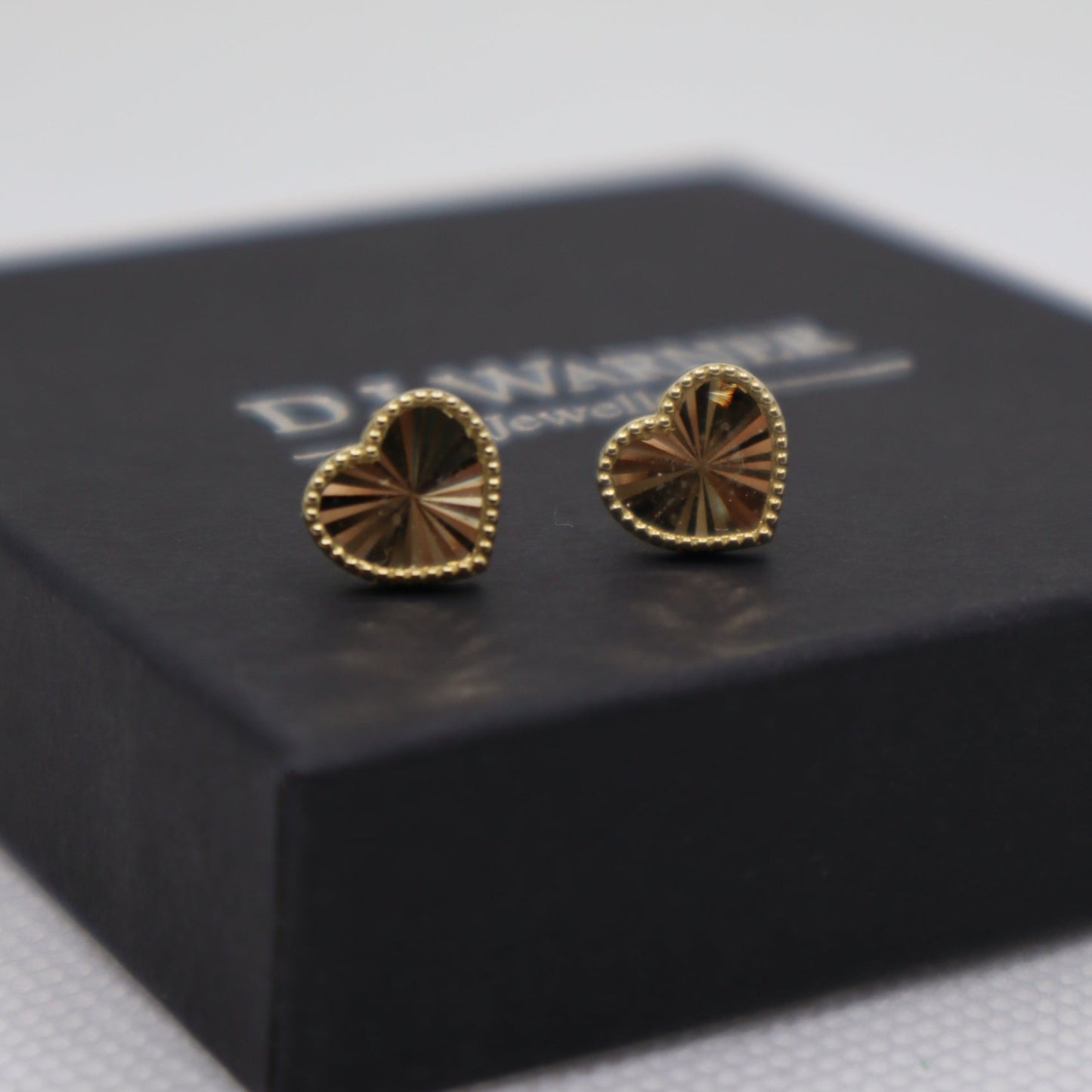 9ct Yellow Heart Stud Earrings