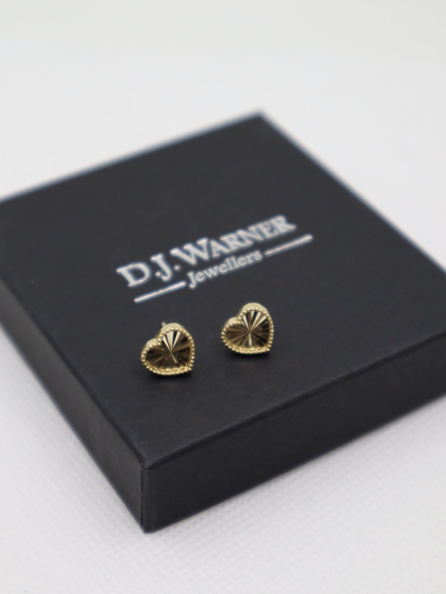 9ct Yellow Heart Stud Earrings
