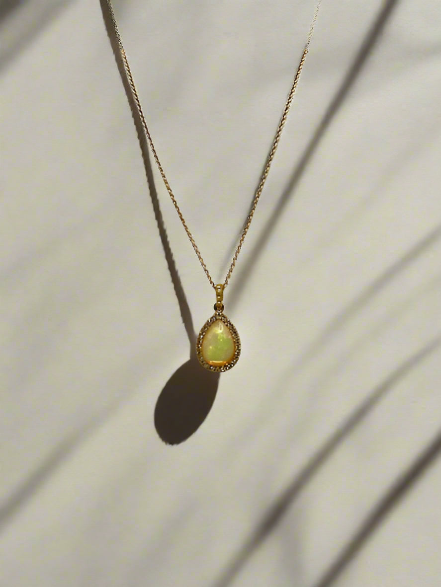 18ct Gold Opal and Diamond Pendant