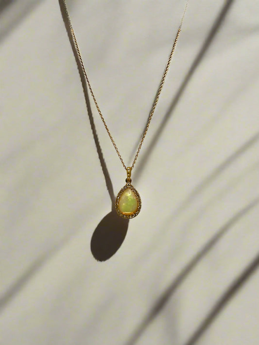 18ct Gold Opal and Diamond Pendant