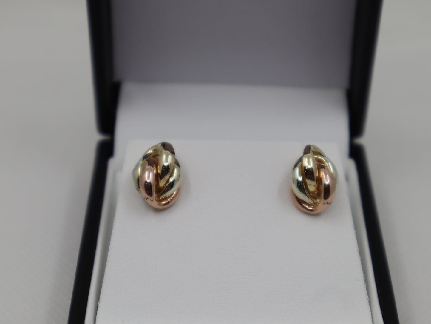9ct Yellow White and Rose Gold Stud Earrings