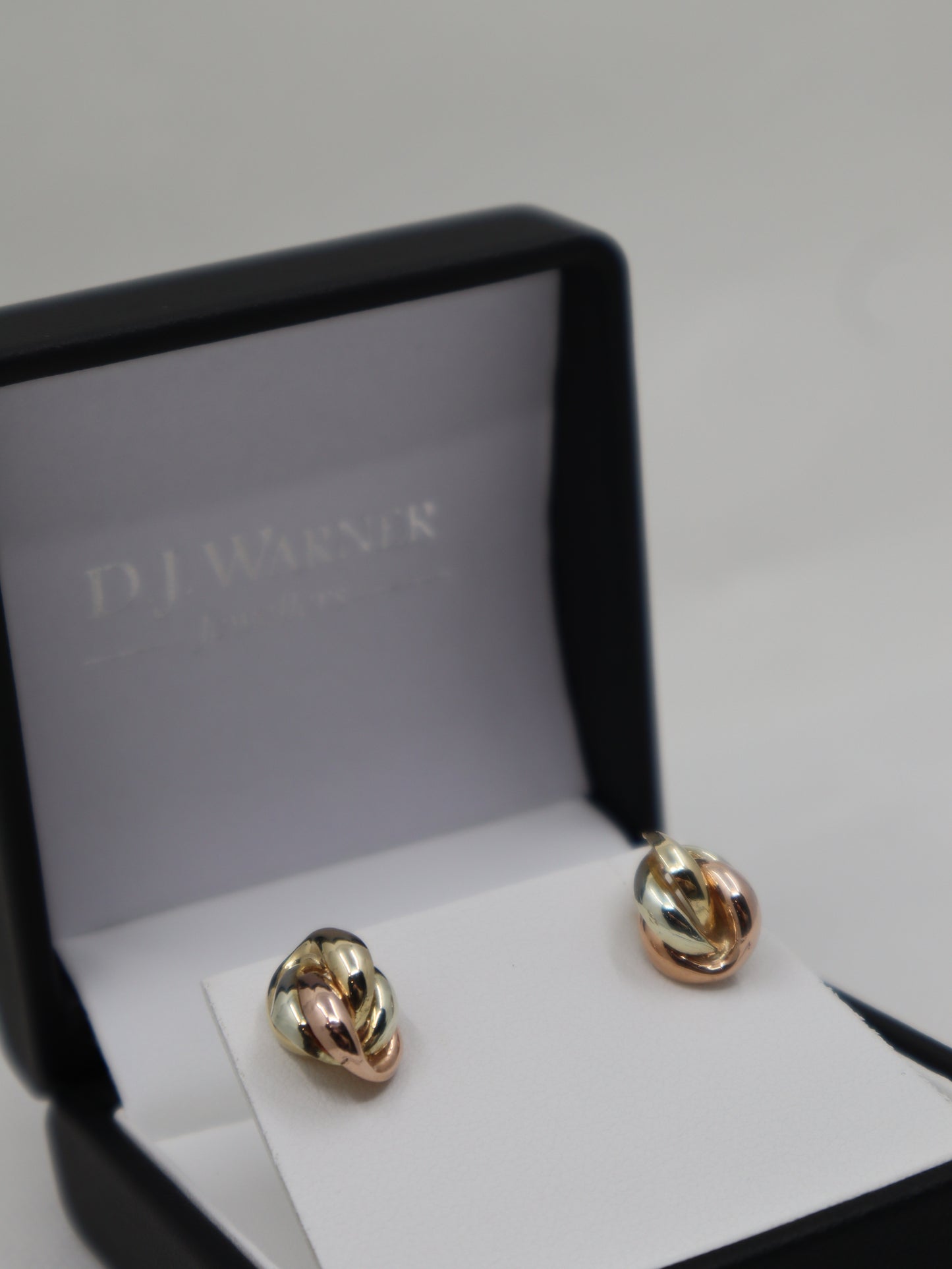 9ct Yellow White and Rose Gold Stud Earrings