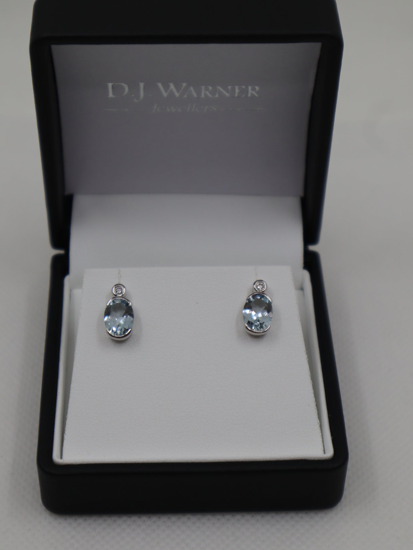 9ct Aquamarine and Diamond Stud Earrings