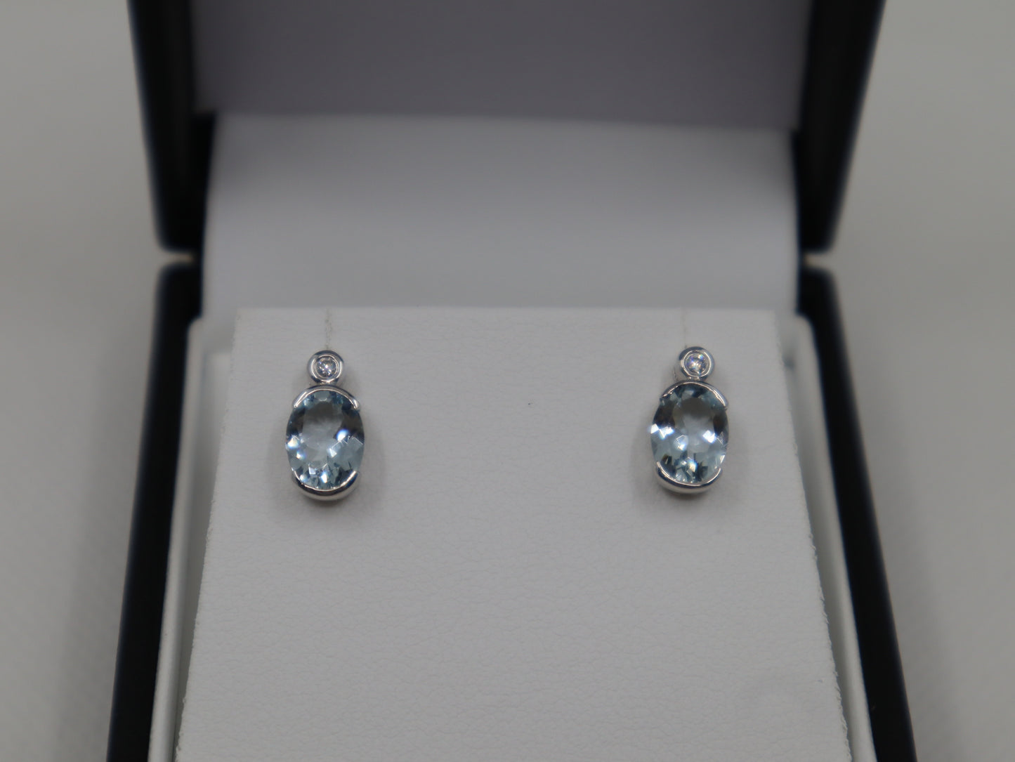 9ct Aquamarine and Diamond Stud Earrings
