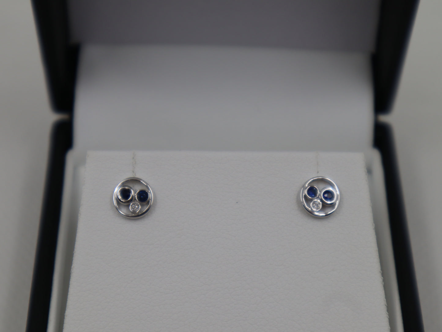 9ct White Gold Sapphire and Diamond Stud Earring