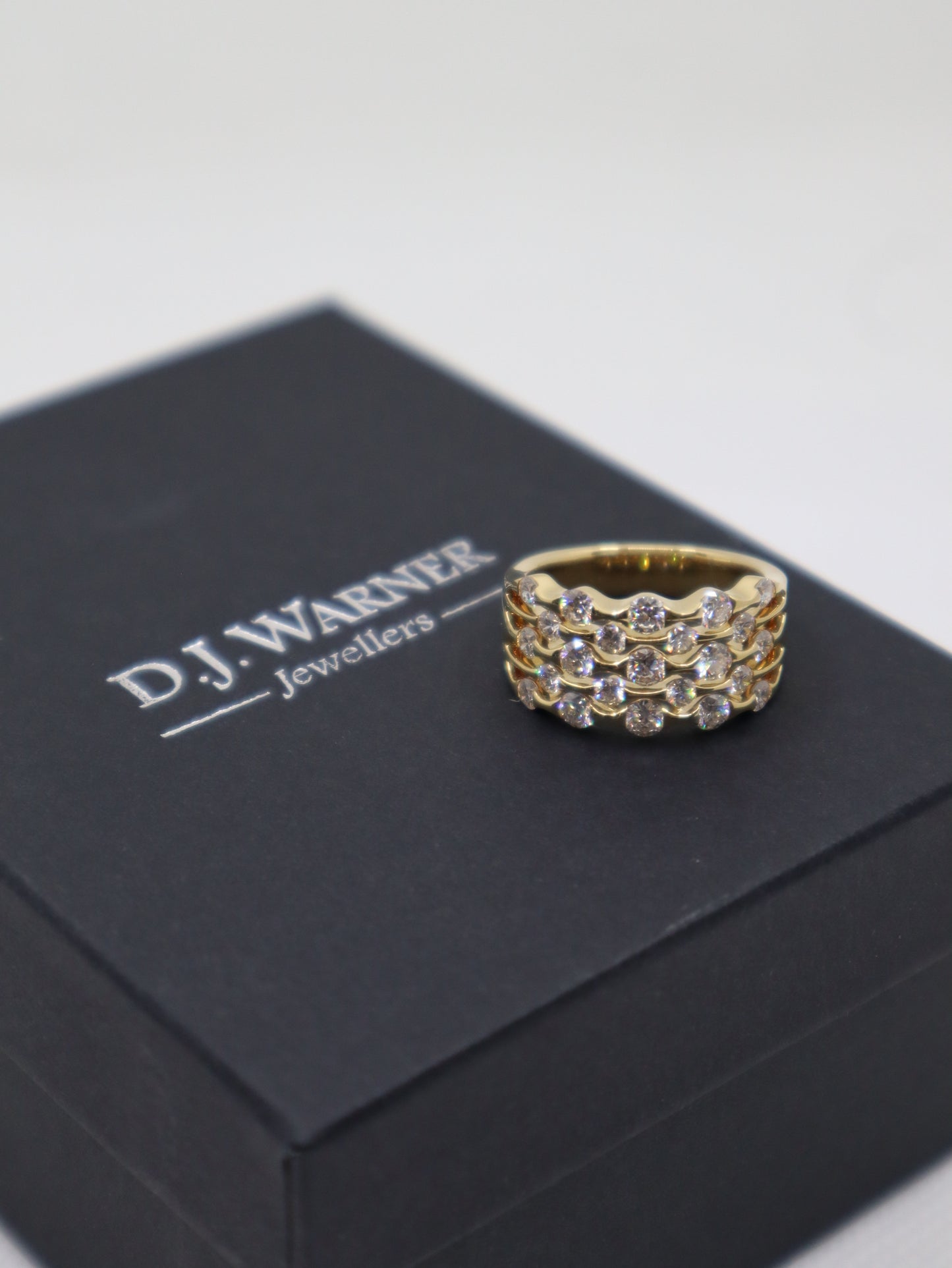 18ct Yellow Gold 5 Row Diamond Ring