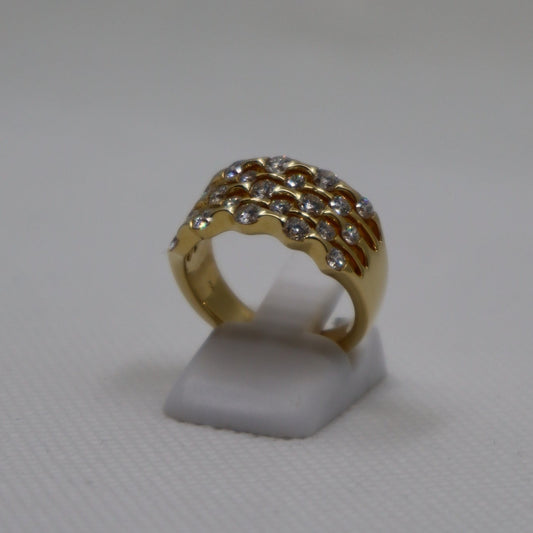 18ct Yellow Gold 5 Row Diamond Ring