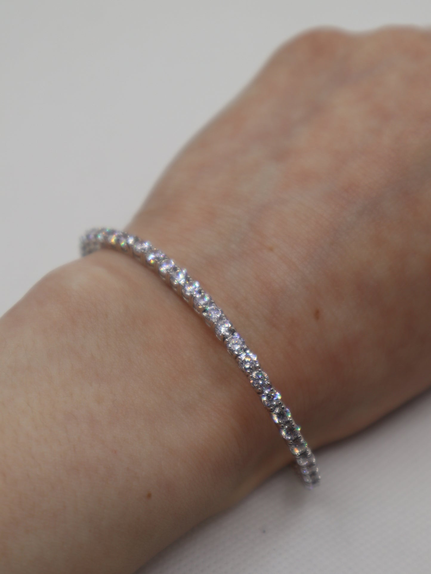 Silver CZ Set Line Bracelet