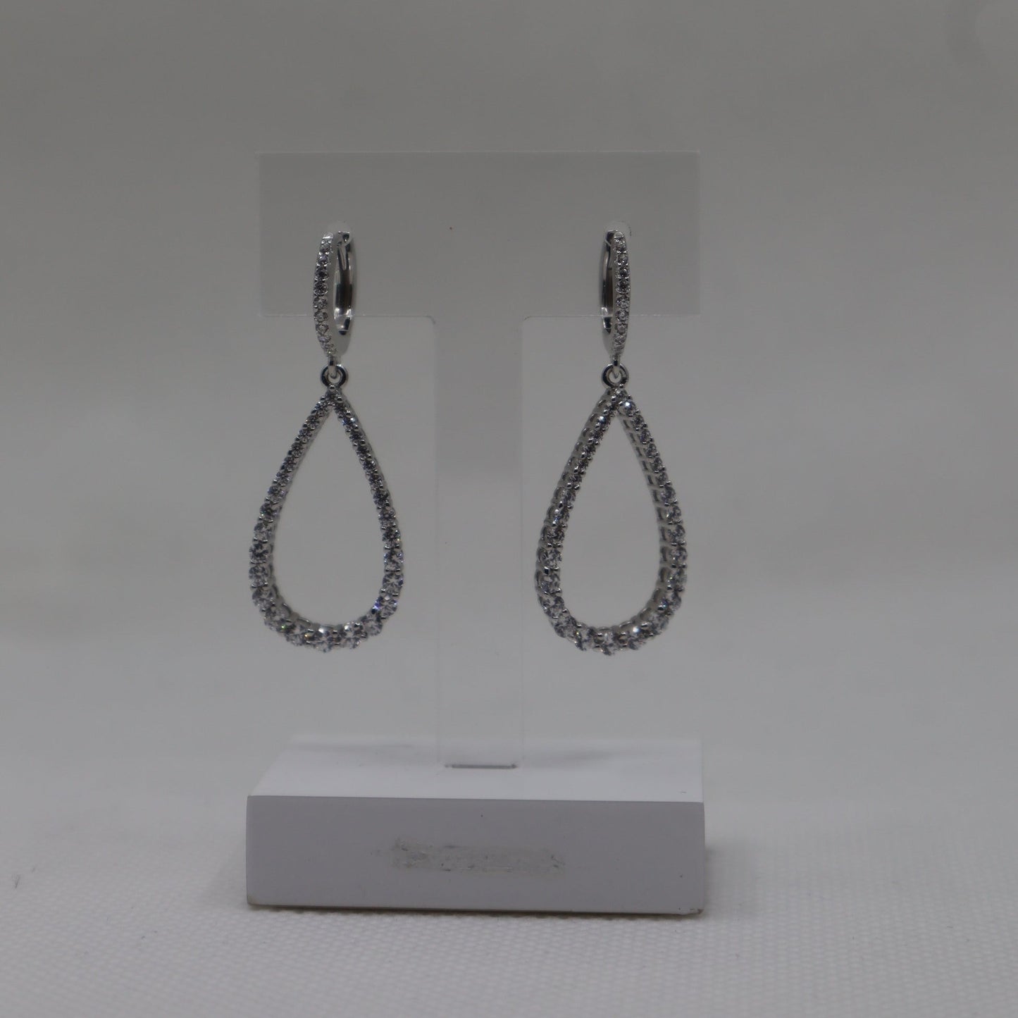 Silver CZ Drop Earrings