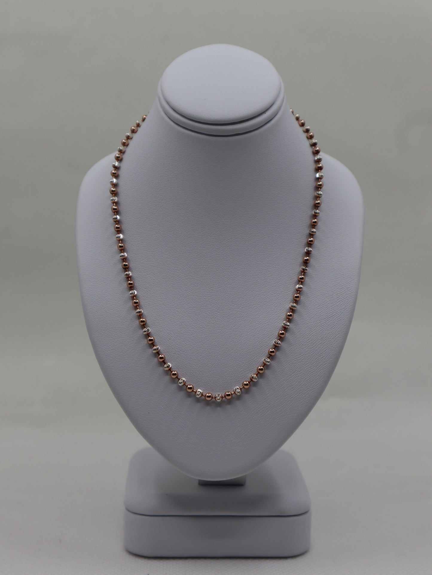 Silver and Rose Gold Alternate Ball Bead Necklet
