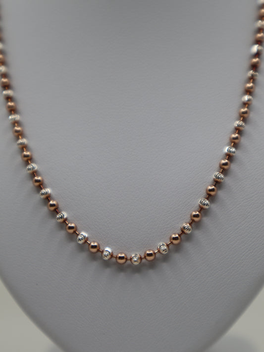 Silver and Rose Gold Alternate Ball Bead Necklet