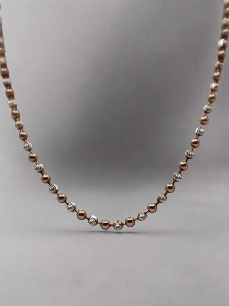 Silver and Rose Gold Alternate Ball Bead Necklet