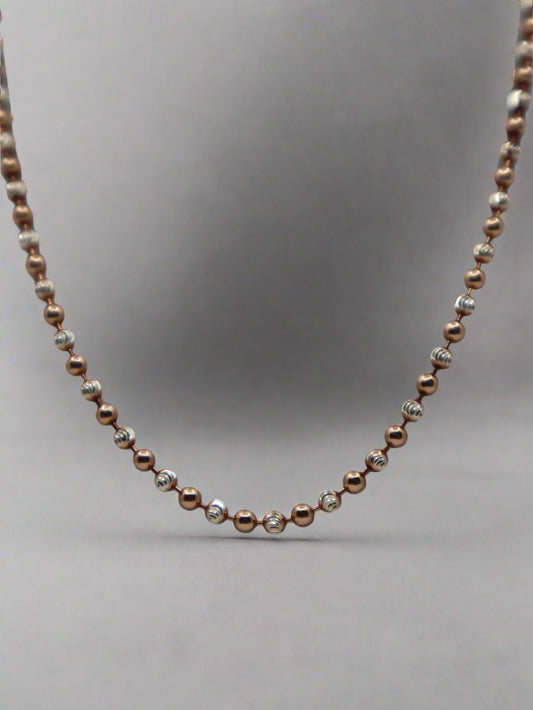 Silver and Rose Gold Alternate Ball Bead Necklet