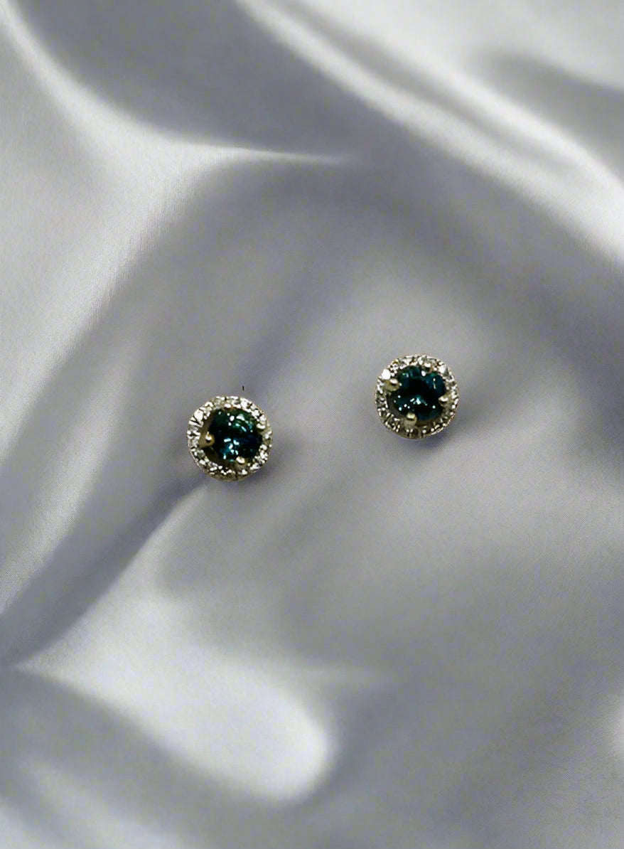 18ct White Gold Sapphire and Diamond Earrings