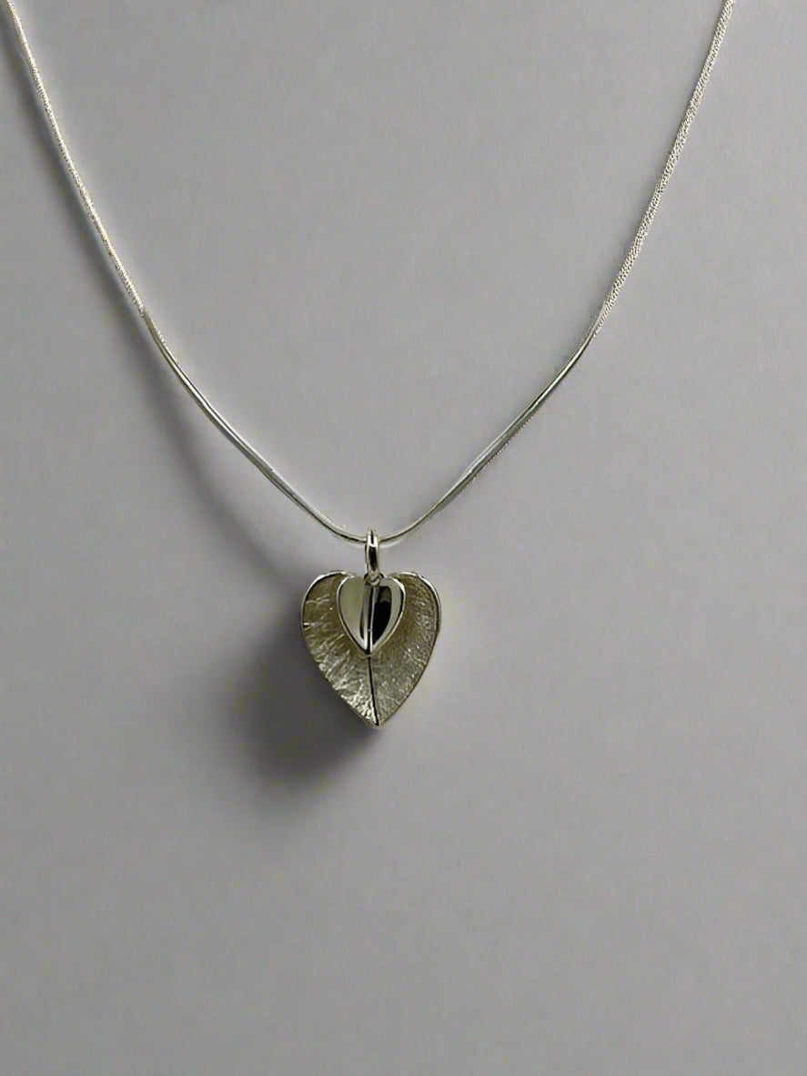Silver Double Heart Pendant and Chain