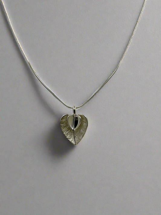 Silver Double Heart Pendant and Chain