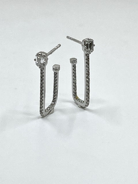 18ct White Gold Rectangular Hoop Earrings