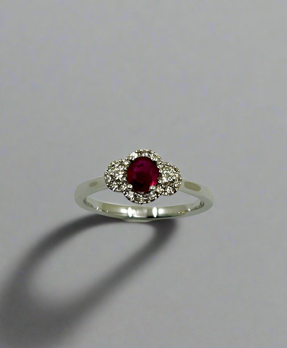 18ct White Gold Ruby and Diamond Ring