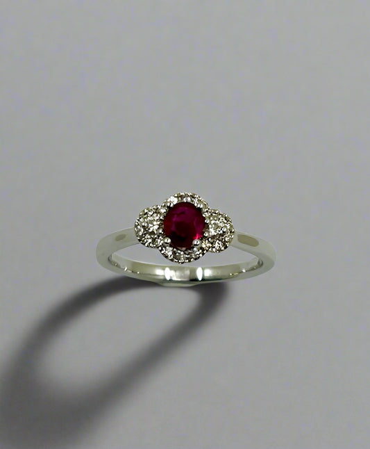 18ct White Gold Ruby and Diamond Ring