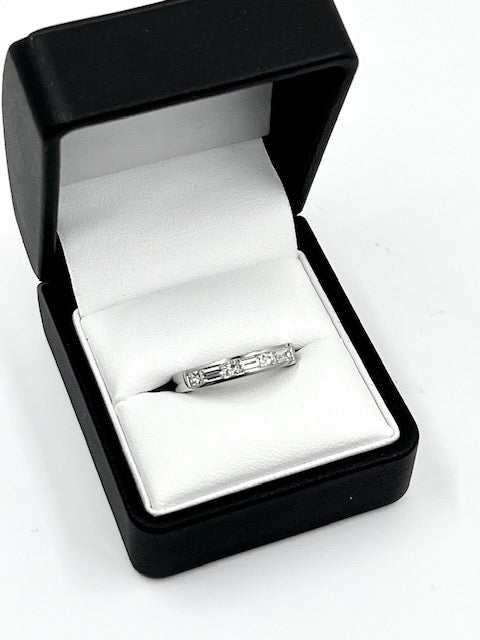 Platinum Baguette and Princess Cut Diamond Eternity Ring