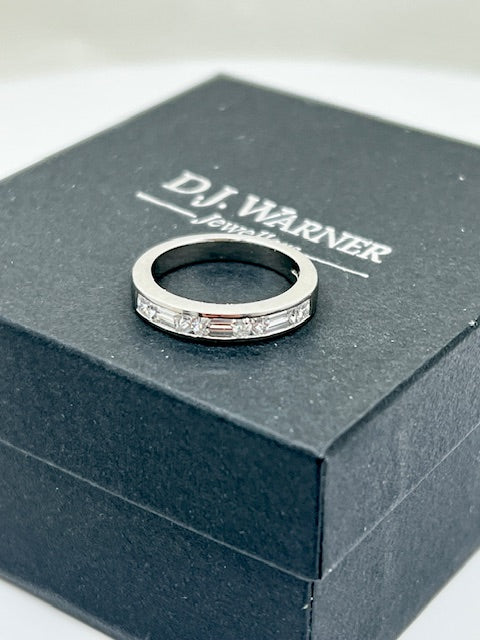 Platinum Baguette and Princess Cut Diamond Eternity Ring