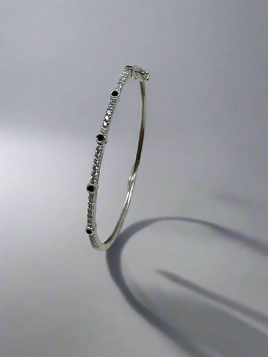 Silver Sapphire and CZ Set Bangle