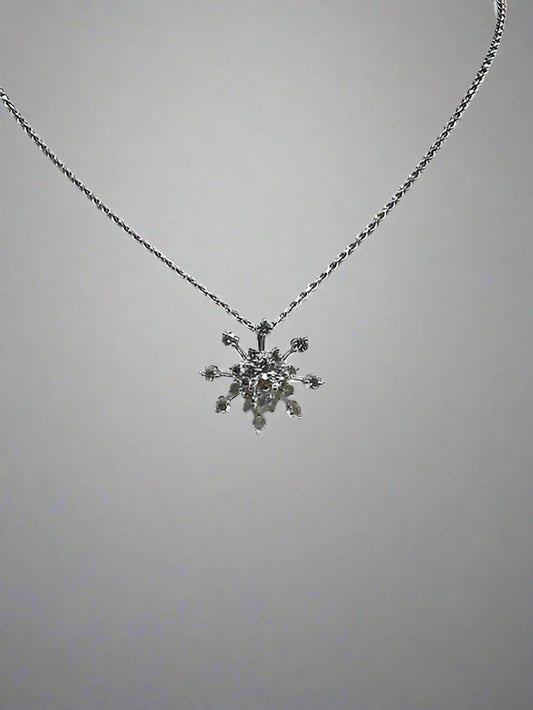 18ct White Gold Diamond Snowflake Pendant