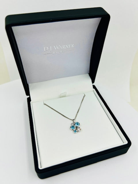 Silver Topaz and Cz Bubble Pendant