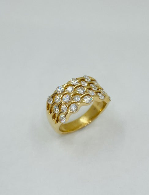 18ct Yellow Gold 5 Row Diamond Ring