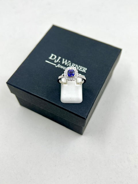 Platinum Purple Sapphire and Diamond RIng