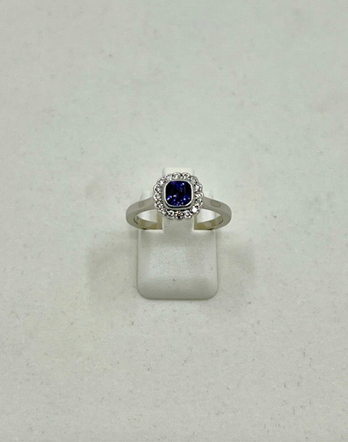 Platinum Purple Sapphire and Diamond RIng
