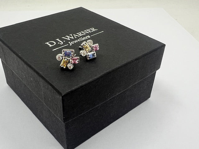 18ct Multi Coloured Sapphire Earrings