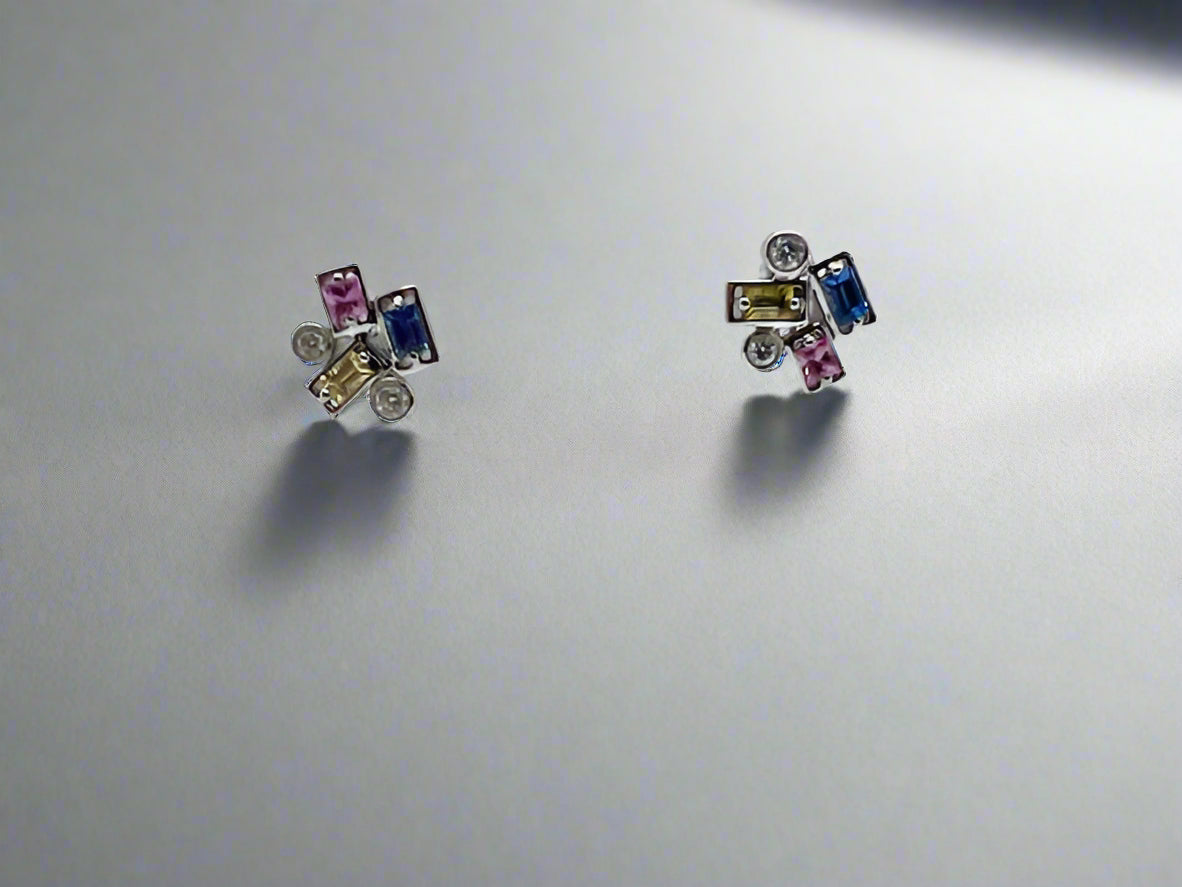 18ct Multi Coloured Sapphire Earrings