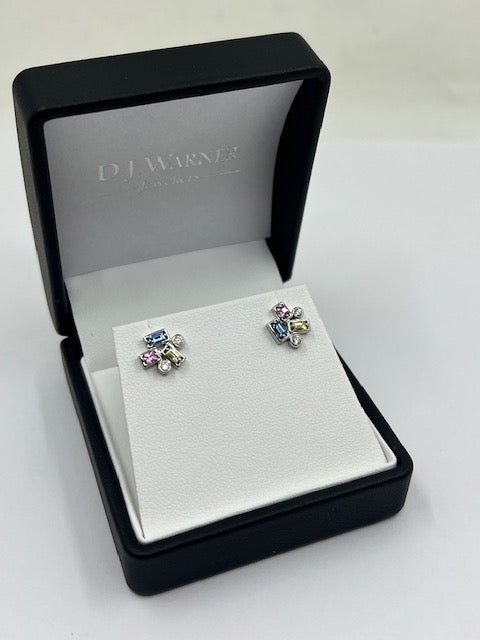 18ct Multi Coloured Sapphire Earrings