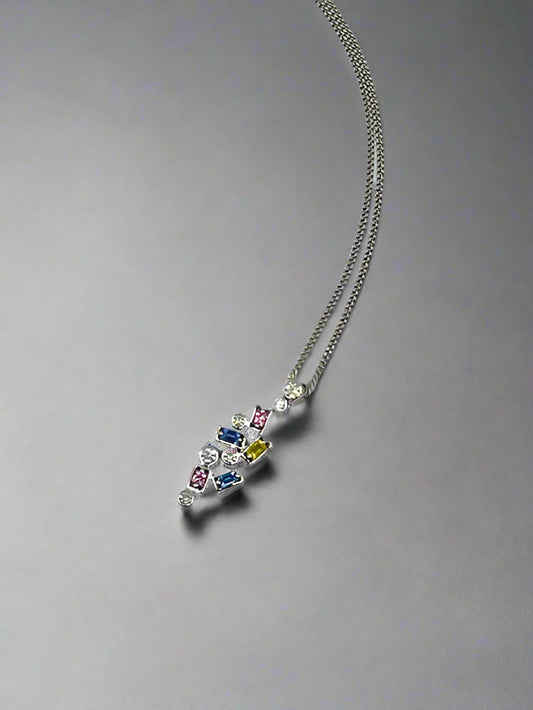 18ct Multi Coloured Sapphire and Diamond Pendant