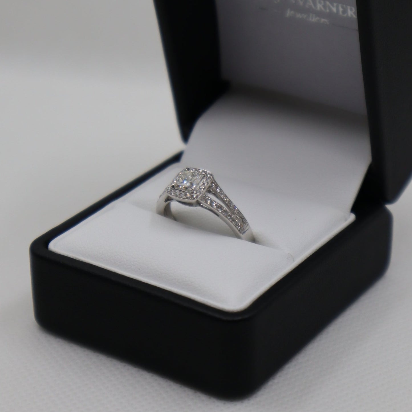 18ct White Gold Princess Cut Diamond Halo Ring