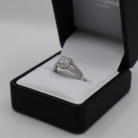 18ct White Gold Princess Cut Diamond Halo Ring
