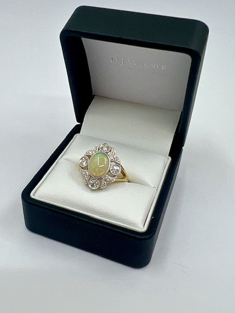 18ct Gold Opal And Diamond Ring