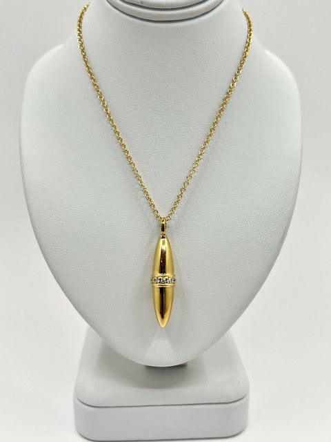 18ct Yellow Gold Diamond Bullet Pendant and Chain