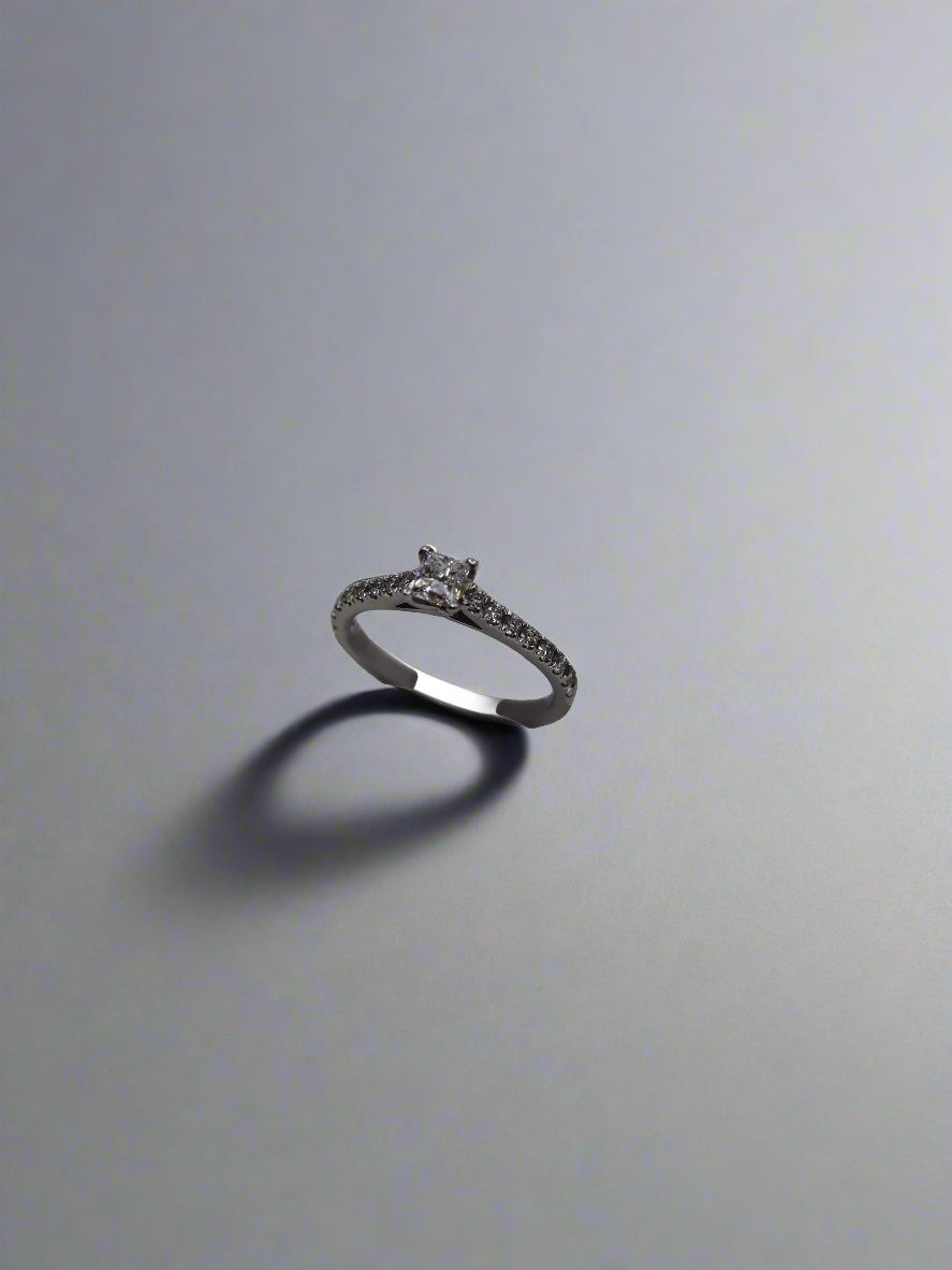 18ct White Gold Princess Cut Solitaire Ring
