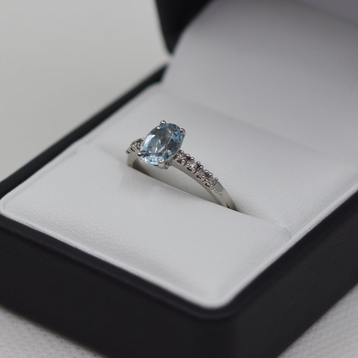 Platinum Aquamarine and Diamond Ring