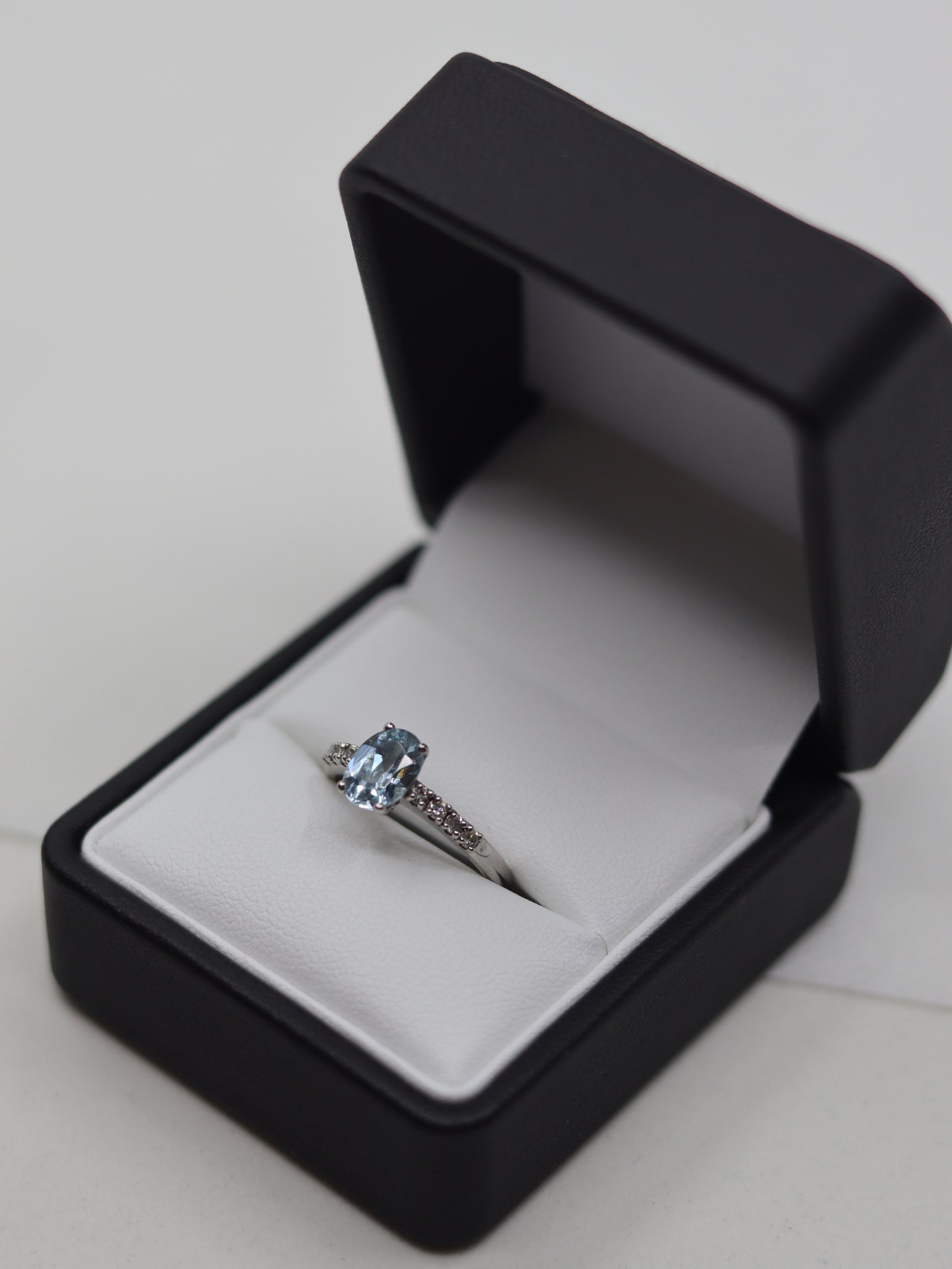 Platinum Aquamarine and Diamond Ring