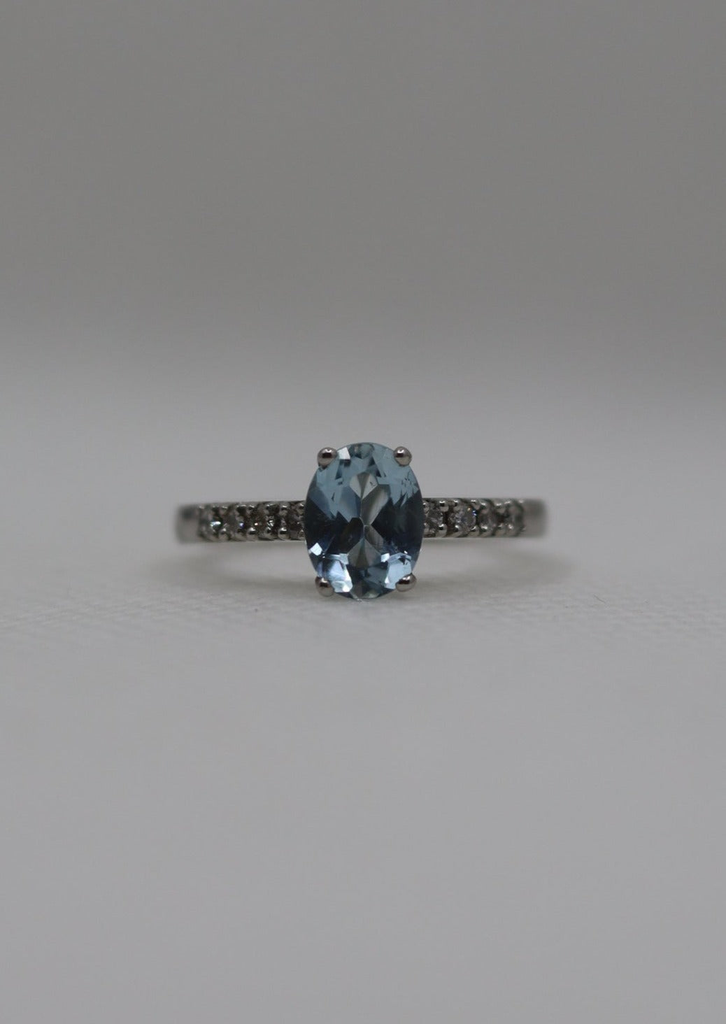 Platinum Aquamarine and Diamond Ring