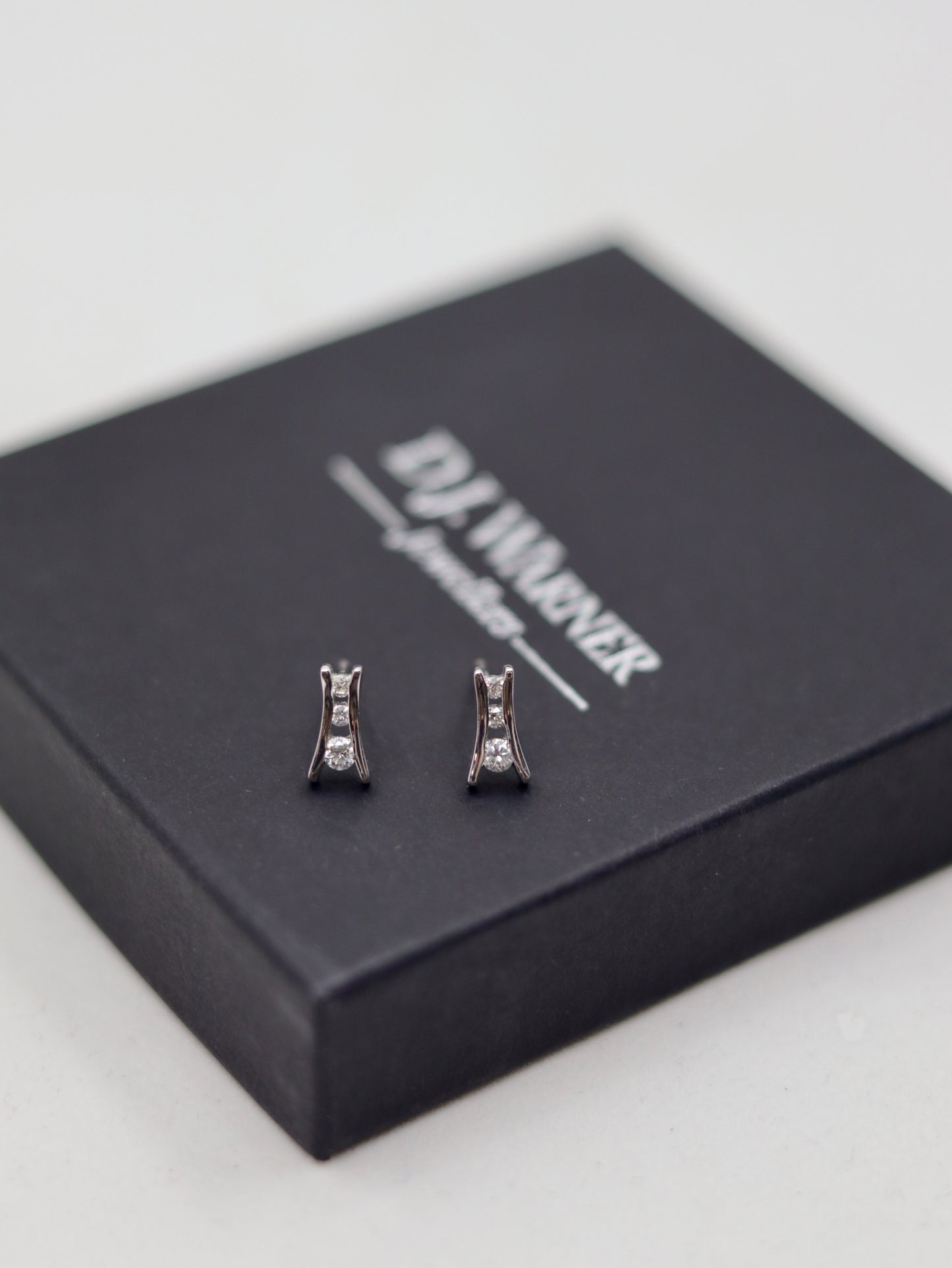 9ct 3 Stone Diamond Stud Earrings