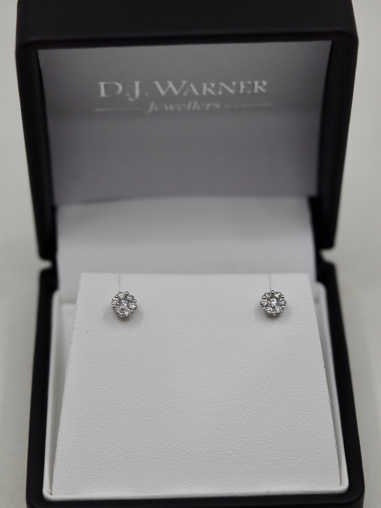 18ct White Gold Illusion Set Diamond Stud Earrings