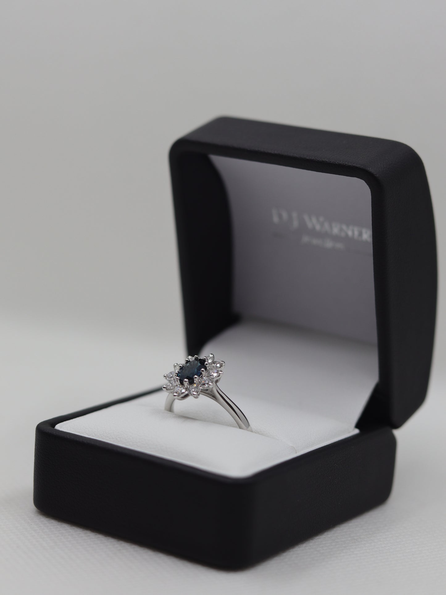 18ct White Gold Sapphire and Diamond Cluster Ring