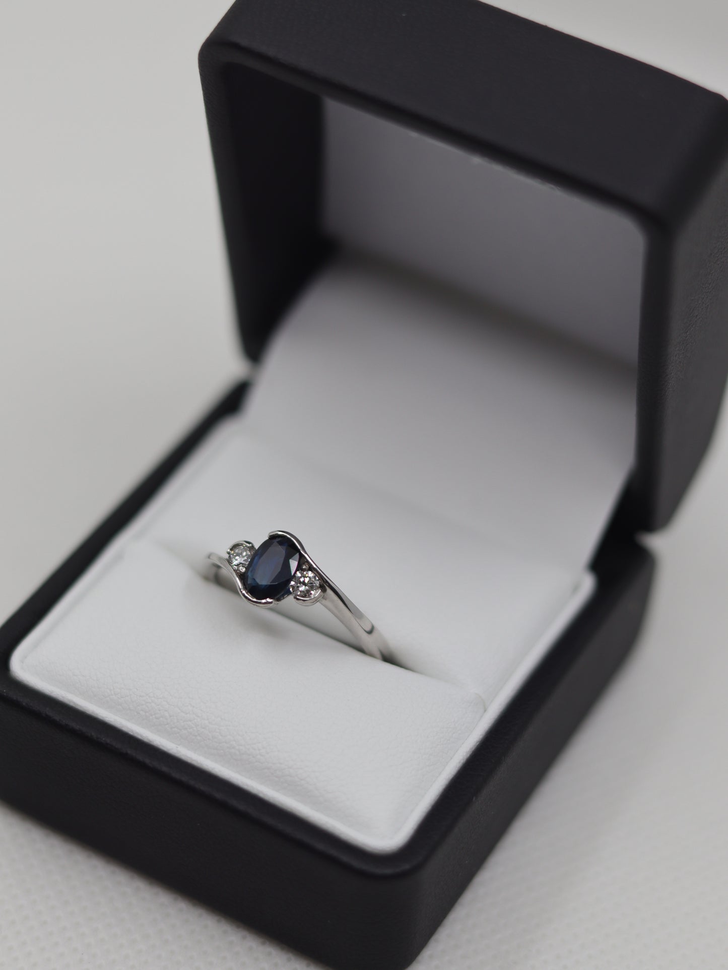 18ct White Gold Sapphire and Diamond 3 Stone Ring