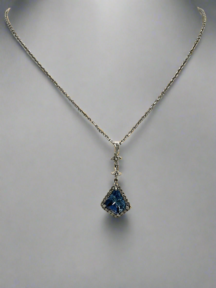 Platinum Tanzanite and Diamond Pendant