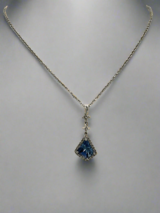 Platinum Tanzanite and Diamond Pendant